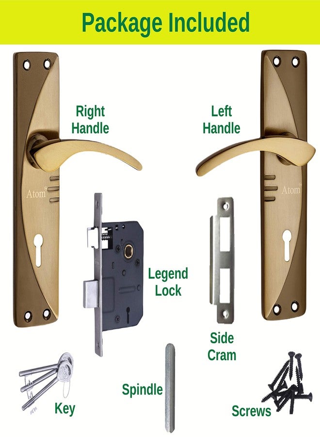 Atom Heavy Duty Mortise Door Lock for Bedroom, Living Room, Main Door, Black Gold Finish | 3 Keys | 6 Lever Double Stage Lockset for House Hotel Office(1003KY) - Image 3